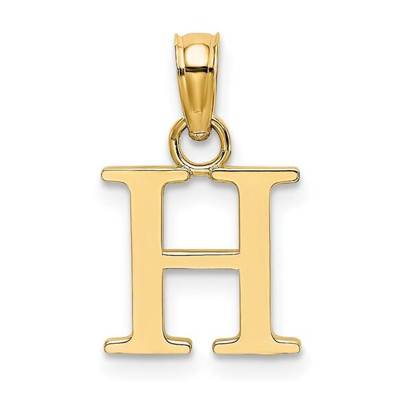 10K Yellow Gold Polished H Block Initial Charm